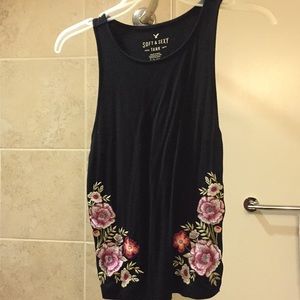 AE Soft & Sexy Tank w/ Floral Embroidery
